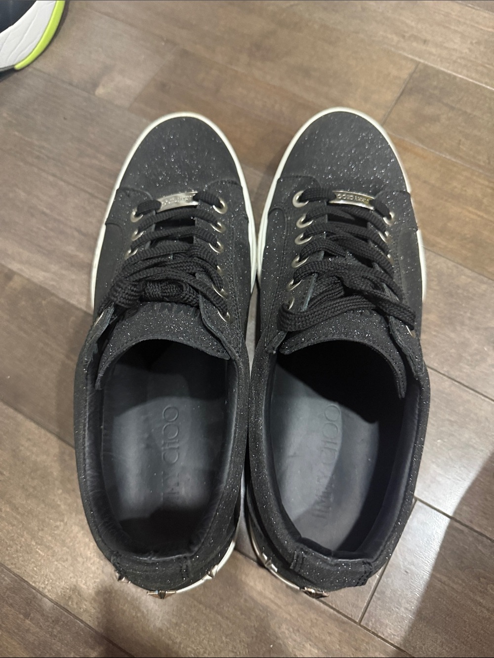 Jimmy Choo Black Sparkle Low-Top Sneakers
